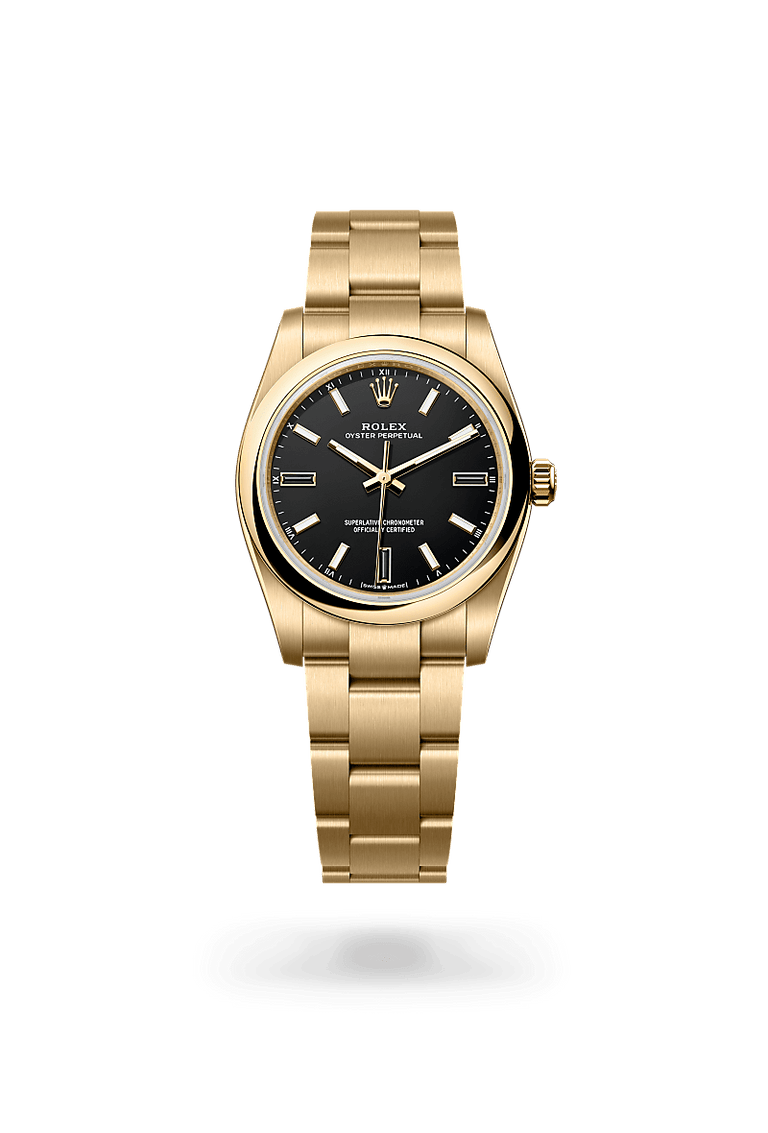 Rolex Oyster Perpetual 34 in Yellow gold, M124208-0001 - Mallory Jewellers
