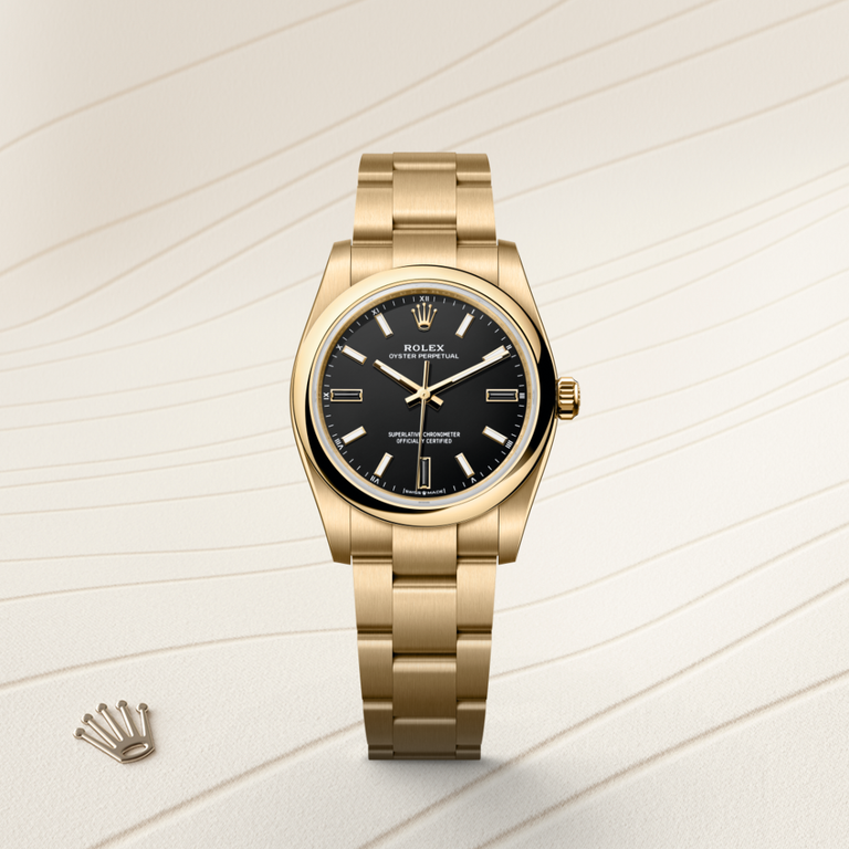 Rolex Oyster Perpetual 34 in Yellow gold, M124208-0001 - Mallory Jewellers