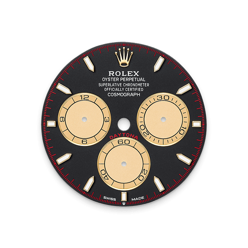 Intense black and Champagne-colour dial