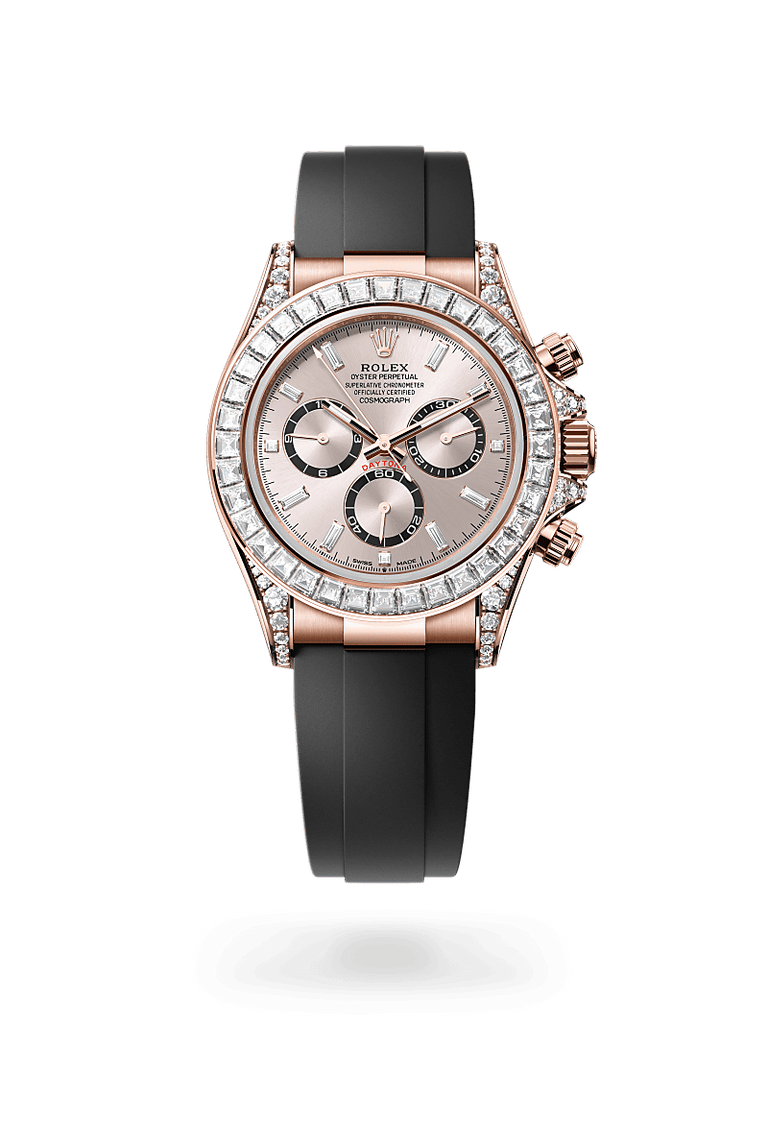 Rolex Cosmograph Daytona in 18 ct Everose gold with lugs set with diamonds, M126535TBR-0002 - Mallory Jewellers