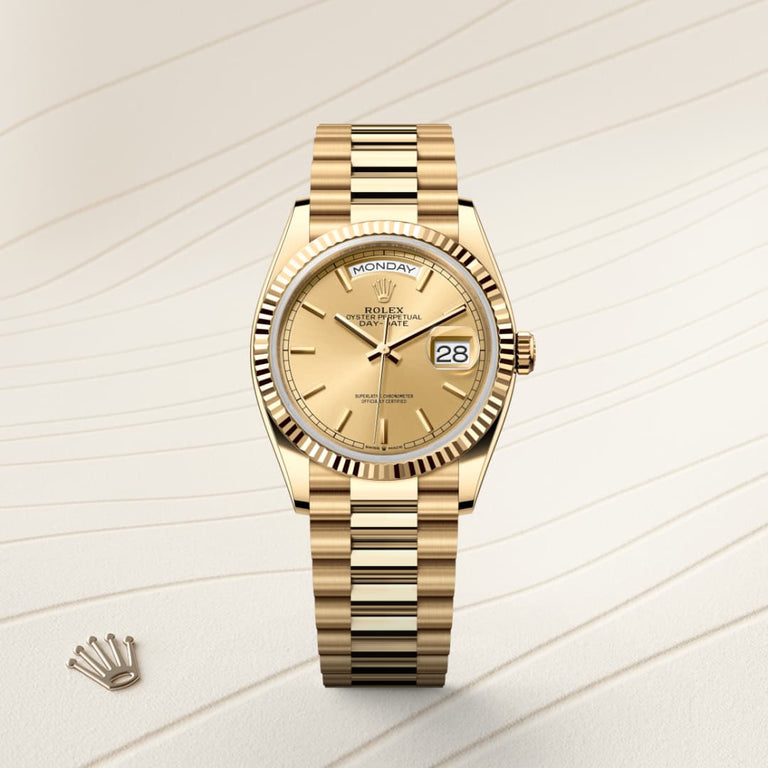 Rolex Day-Date 36 in 18 ct yellow gold, M128238-0045 - Mallory Jewellers