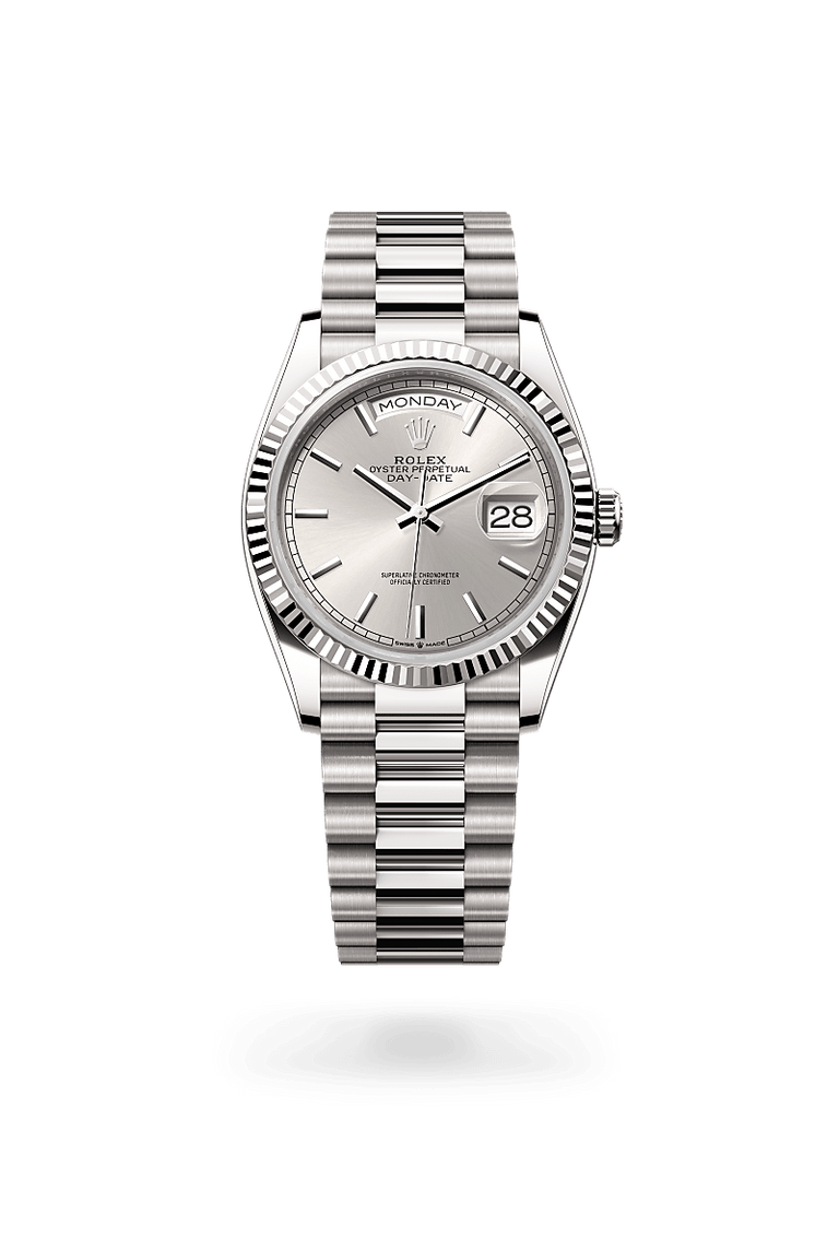 Rolex Day-Date in 18 ct white gold, M128239-0005 - Mallory Jewellers
