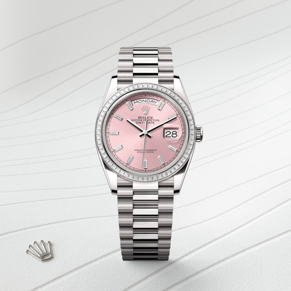 Rolex Day-Date 36 in 18 ct white gold, M128399TBR-0029 - Mallory Jewellers