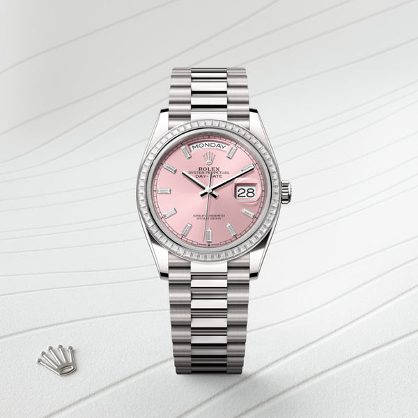 Rolex Day-Date 36 in 18 ct white gold, M128399TBR-0029 - Mallory Jewellers