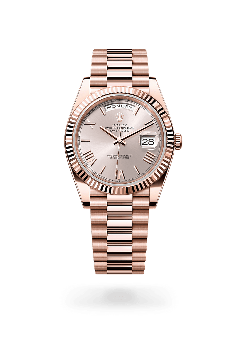 Rolex Day-Date in 18 ct Everose gold, M228235-0001 - Mallory Jewellers