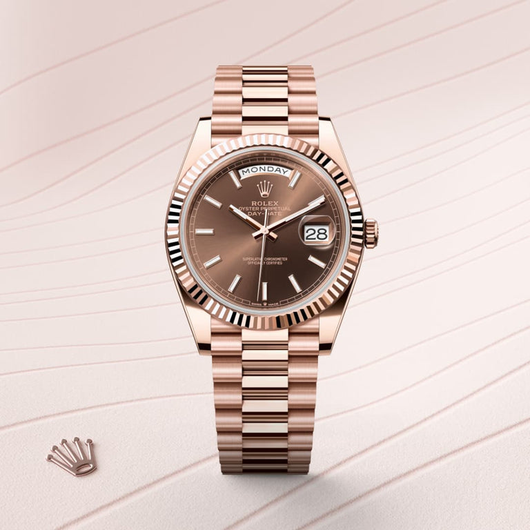 Rolex Day-Date 40 in 18ct Everose gold,  M228235-0053 - Mallory Jewellers