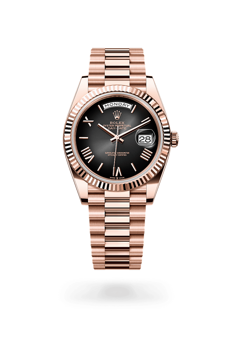 Rolex Day-Date in 18 ct Everose gold, M228235-0055 - Mallory Jewellers