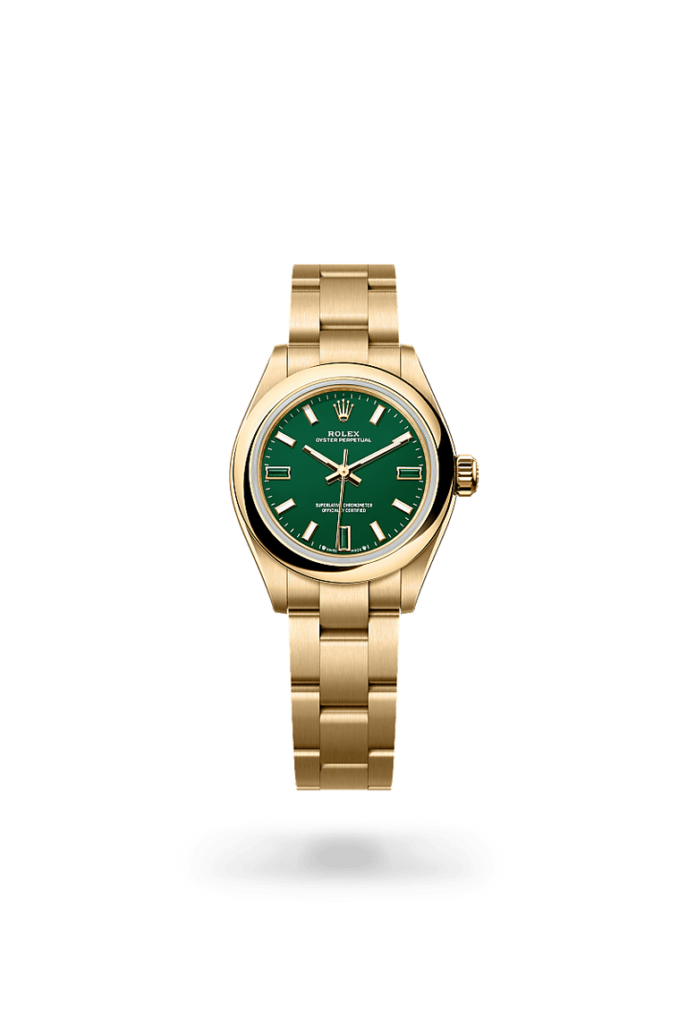 Rolex Oyster Perpetual 28 in yellow gold, M276208-0002 - Mallory Jewellers