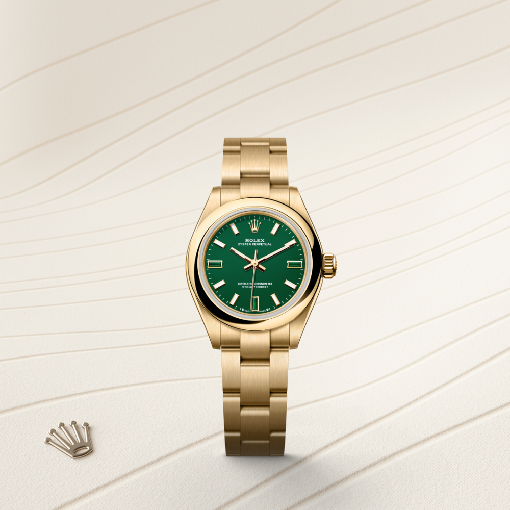 Rolex Oyster Perpetual 28 in yellow gold, M276208-0002 - Mallory Jewellers