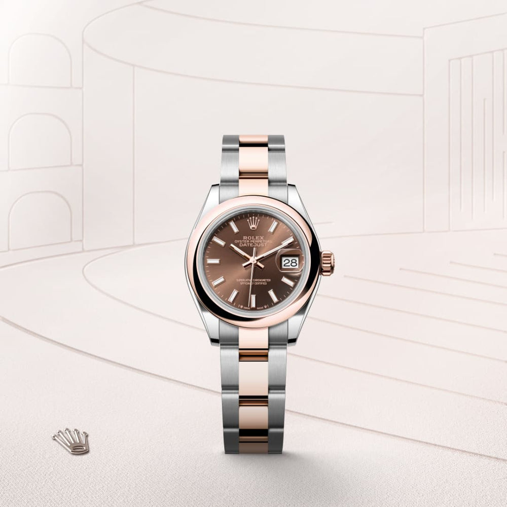 Rolex Lady-Datejust in Oystersteel and everose gold, M279161-0018 - Mallory Jewellers