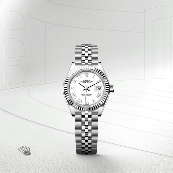 Rolex Lady-Datejust in Oystersteel and white gold, M279174-0019 - Mallory Jewellers