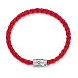 Montblanc Stainless Steel Red Leather Bracelet