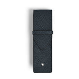 Montblanc Sartorial Tweed Blue Leather Two Pen Pouch