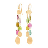 Marco Bicego Lunaria 18ct Yellow Gold Multicoloured Tourmaline and Diamond Drop Earrings