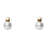 Mikimoto Cube 18ct Yellow Gold Akoya Cultured Pearl Stud Earrings