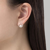 Mikimoto Circles 18ct White Gold Akoya Cultured Pearl and Diamond Halo Cluster Stud Earrings