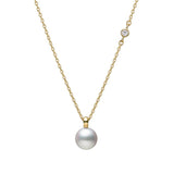 Mikimoto Station 18ct Yellow Gold Akoya Cultured Pearl and Diamond Pendant and Chain