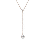Classic 18ct Rose Gold Akoya Cultured Pearl and Diamond Lariat
