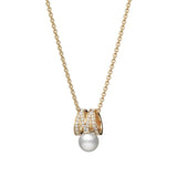 Mikimoto M Collection 18ct Yellow Gold Akoya Cultured Pearl and Diamond Pendant and Chain