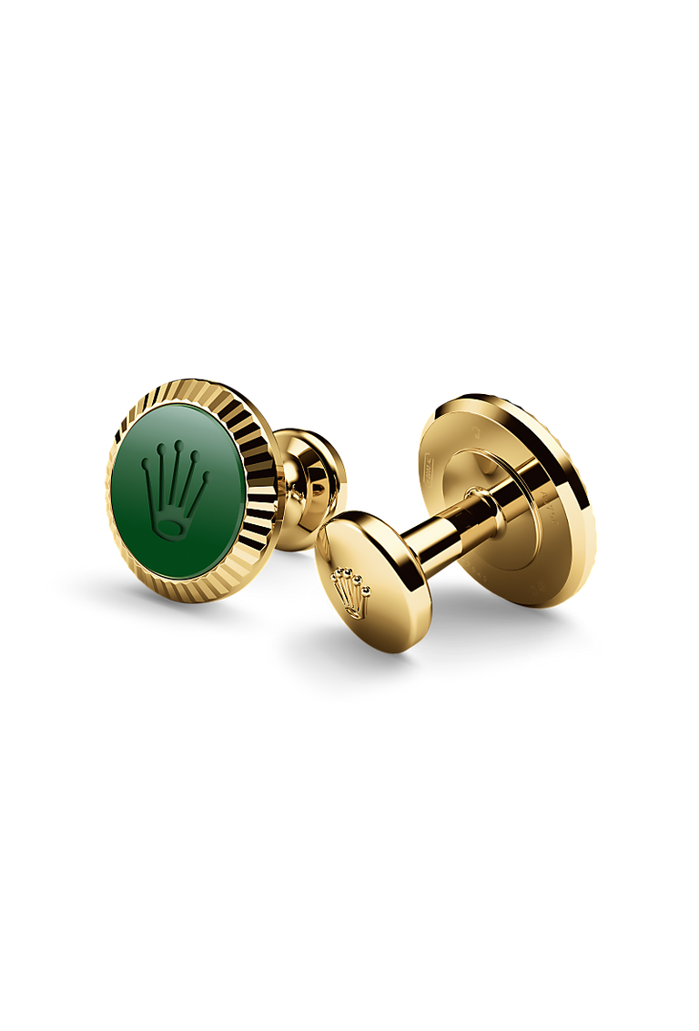 Rolex 'Fluted' cufflinks in 18 ct yellow gold, A1038 at Mallory Jewellers