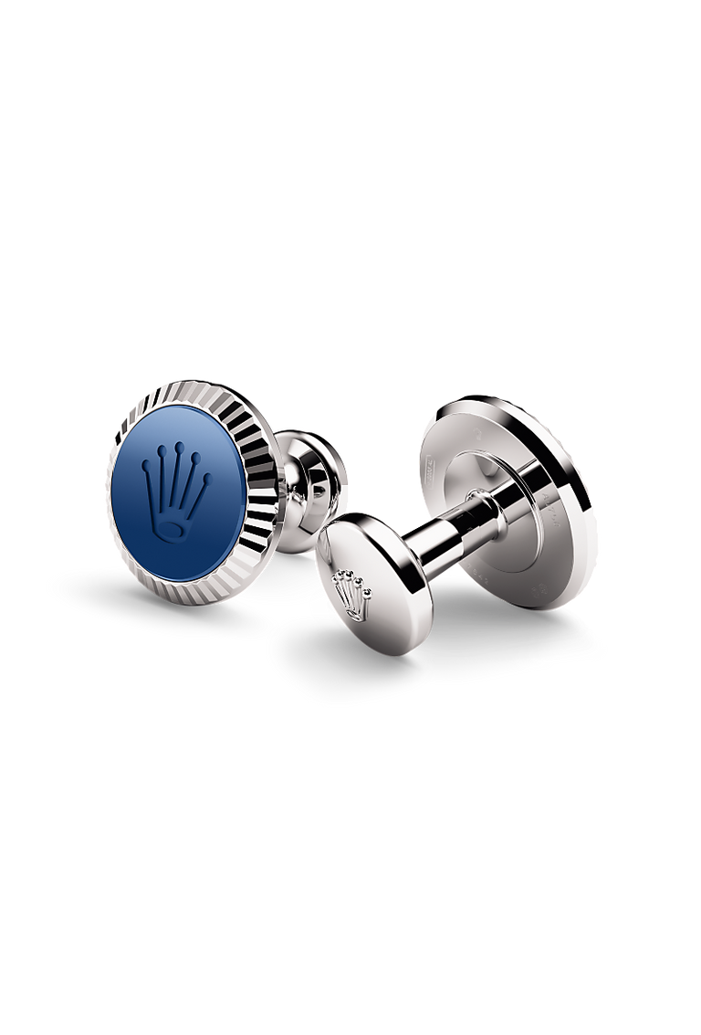 Rolex 'Fluted' cufflinks in 18 ct white gold, A1039 at Mallory Jewellers