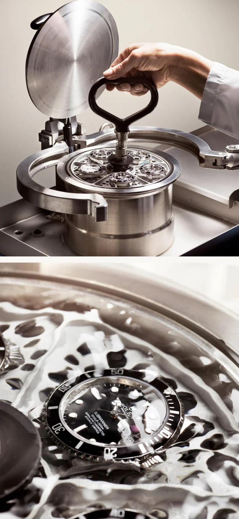 Wristwatches in ultrasonic cleaner