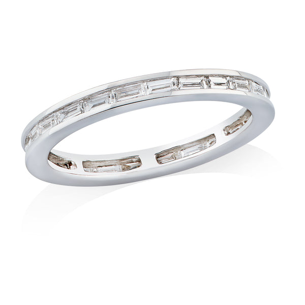 18ct White Gold Channel Set Baguette Cut Diamond Full Eternity Ring