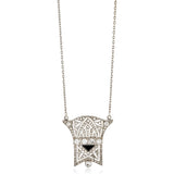 Antique Art Deco Platinum Milgrain Edge Grain Set Mixed Cut Diamond and Trilliant Cut Sapphire Necklace