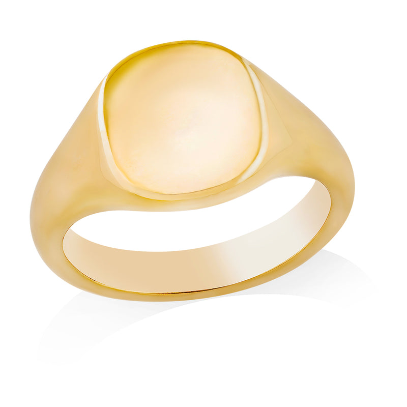 9ct Yellow Gold Plain Cushion Signet Ring