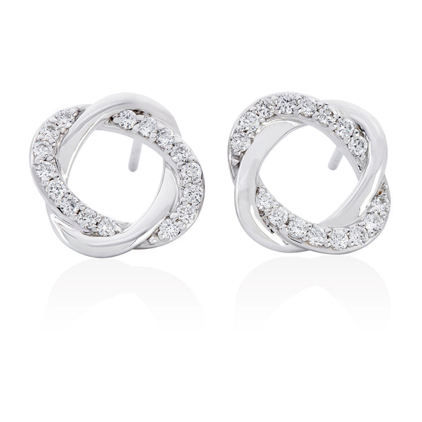 18ct White Gold Grain Set Round Brilliant Cut Diamond Circular Stud Earrings