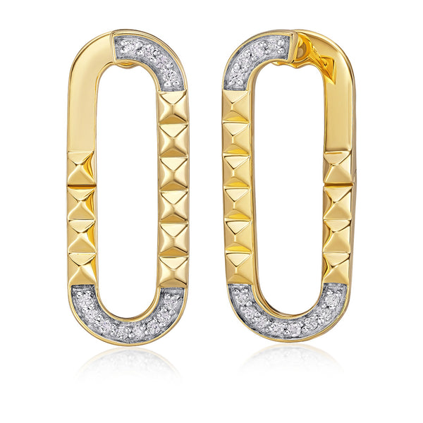 18ct Yellow Gold Pave Set Round Brilliant Cut Diamond Hoop Earrings