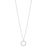 18ct White Gold Rub Set Round Brilliant Cut Diamond Circular Pendant and Chain