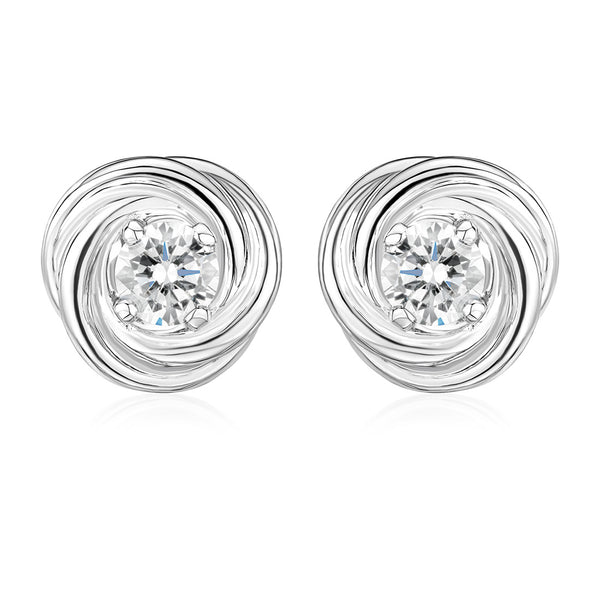 18ct White Gold Four Claw Set Round Brilliant Cut Diamond Stud Earrings