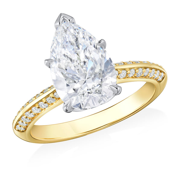 Mallory Venise 18ct Yellow Gold and Platinum Solitaire Claw Set Pear Shaped Diamond Ring