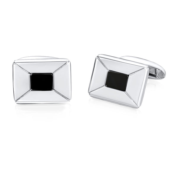 Sterling Silver Onyx Cufflinks with a Spring Bar Fitting