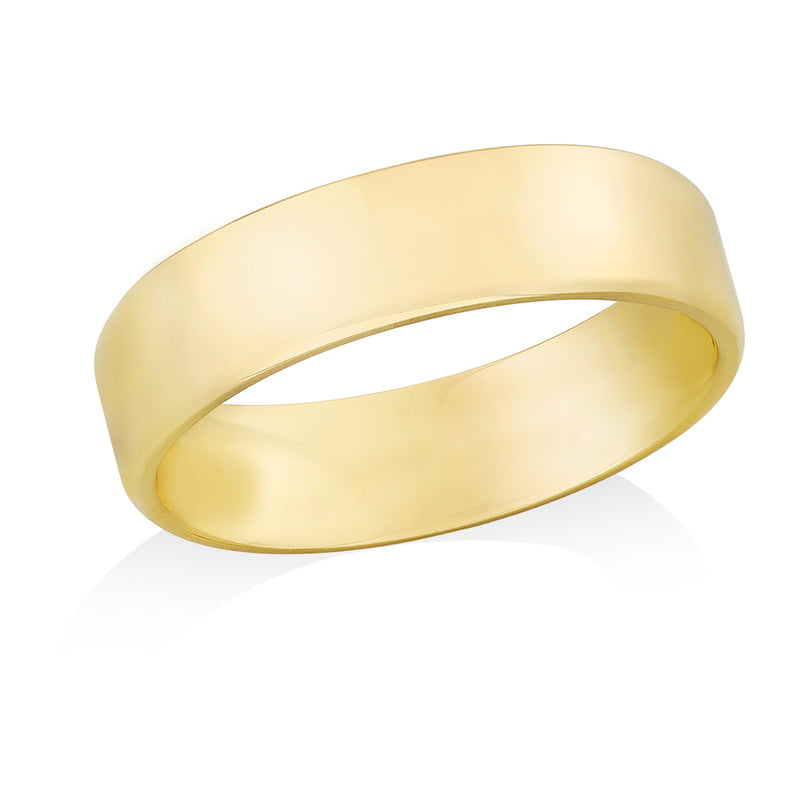 18ct Yellow Gold Polished Bevelled Edge Flat Court Wedding Ring