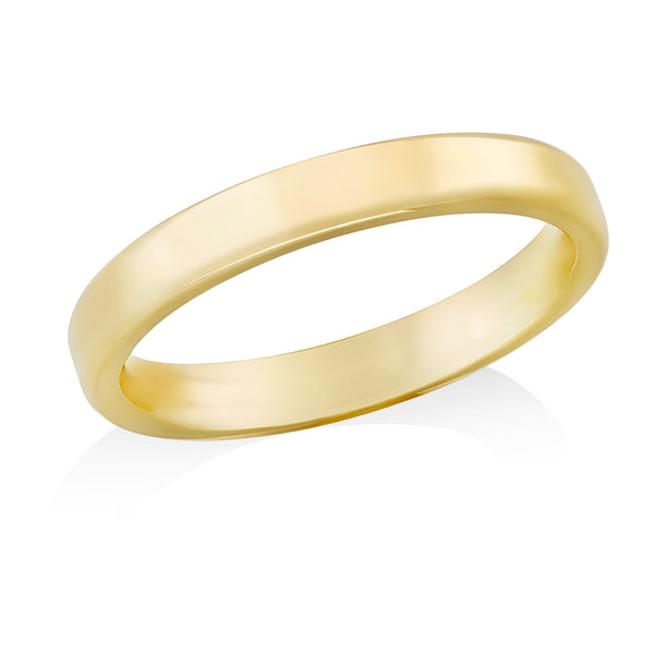 18ct Yellow Gold Polished Softened Edge Flat Court Wedding Ring