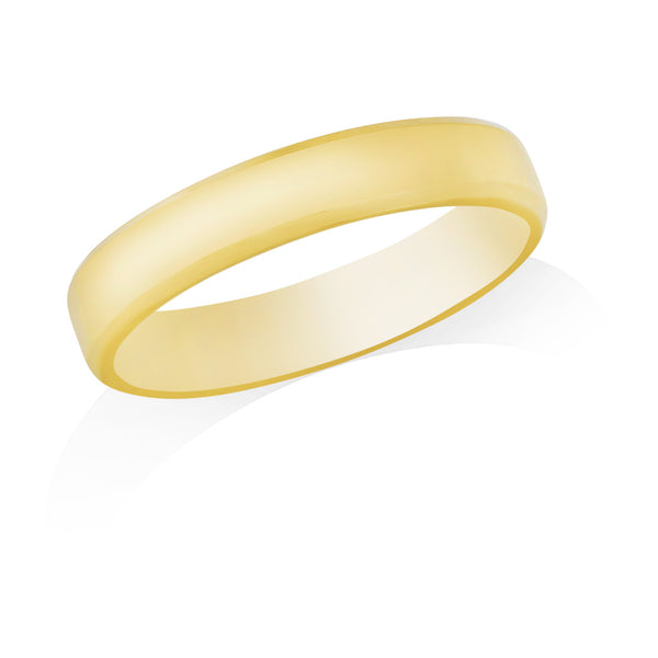 18ct Yellow Gold Polished Domed Bevelled Edge Flat Court Wedding Ring