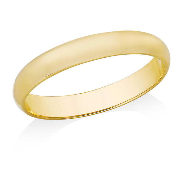 18ct Yellow Gold Polished Plain Light D-Shape Wedding Ring
