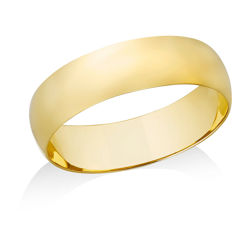 18ct Yellow Gold Polished Plain D-Shape Wedding Ring
