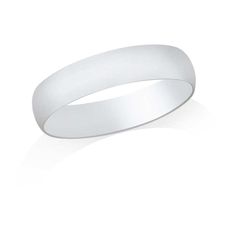 Platinum Polished Plain Light D-Shape Wedding Ring
