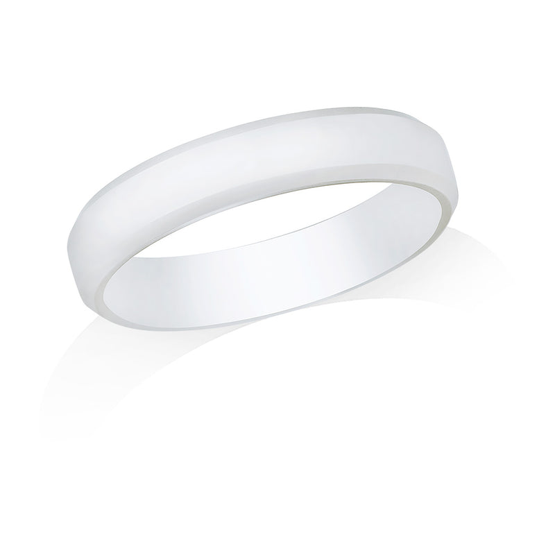 Platinum Polished Domed Bevelled Edge Flat Court Wedding Ring