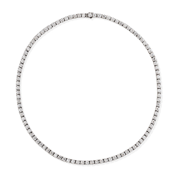 18ct White Gold Four Claw Set Round Brilliant Cut Diamond Line Necklace