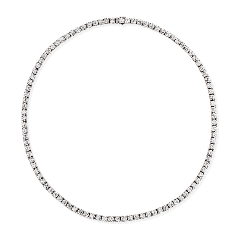18ct White Gold Four Claw Set Round Brilliant Cut Diamond Line Necklace