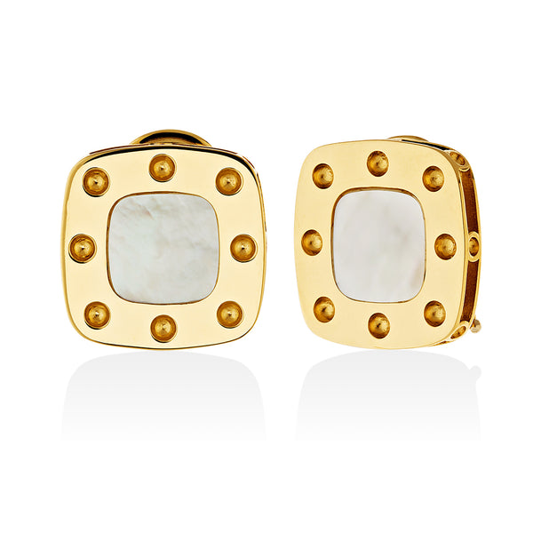 Roberto Coin Pois Mois Mini 18ct Yellow Gold White Mother of Pearl Stud Earrings
