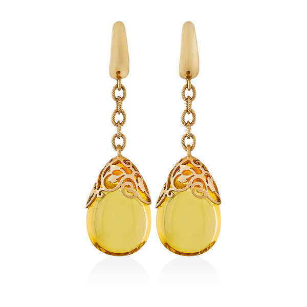 Pomellato Arabesque 18ct Rose Gold Amber Drop Earrings