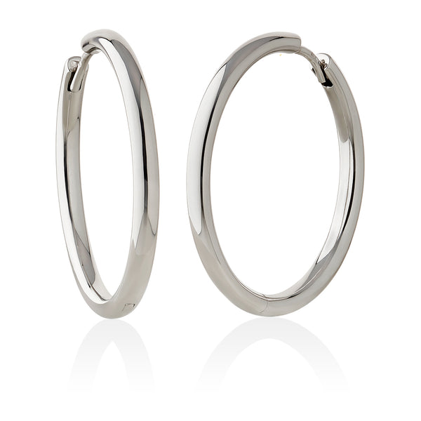 14ct White Gold Hoop Earrings