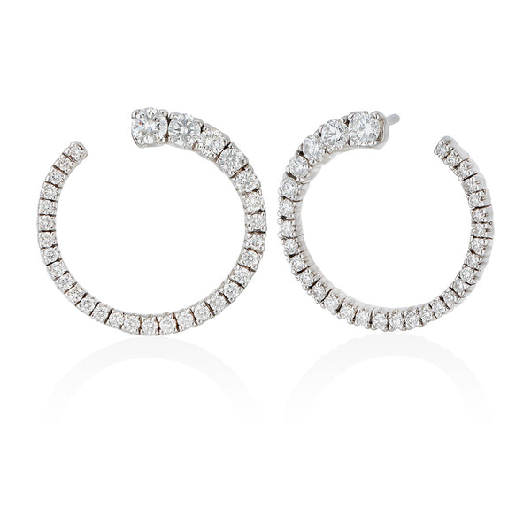 18ct White Gold Grain Set Round Brilliant Cut Diamond Circular Stud Earrings