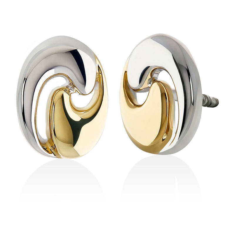 14ct Yellow and White Gold Stud Earrings