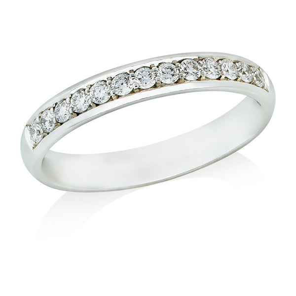 Platinum Polished Round Brilliant Cut Diamond Grain Set Wedding Ring